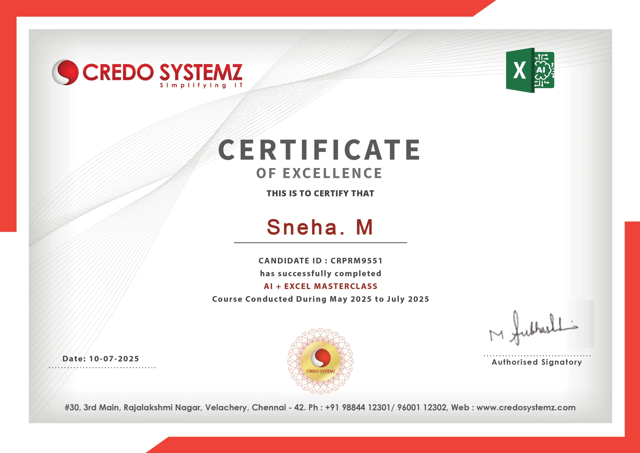 AI in Excel Training in Chennai